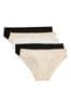 Black/White/Nude Microfibre Knickers 5 Pack, Thong