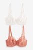 Soft Coral Orange/Cream Gifts for Him DD+ Lace Bras 2 Pack, Gifts for Him
