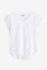 White V-Neck Cotton Rich Cap Sleeve T-Shirt, Regular