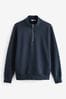 Marineblau - RV-Kragen - Jersey Cotton Rich Sweatshirt, Zip Neck