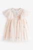 Cream Embroidered Mesh Party Dress (3mths-7yrs)