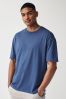 Blau Denim - Lässige Passform - Basic-T-Shirt mit Rundhalsausschnitt in lockerer Passform