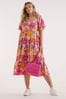 Simply Be Pink Floral Sweetheart Midi Dress