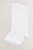 White 3 Pack Cotton Rich Pointelle Knee High School Socks