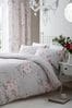Grey Catherine Lansfield Canterbury Floral Duvet Cover and Pillowcase Set