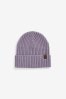 Mauve Purple Knitted Rib Beanie Hat (1-16yrs)