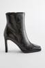 Black Forever Comfort® Squared Toe Ankle Heeled Boots
