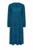 M&Co Blue Petite Petite 3/4 Long Sleeve Dress