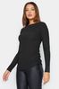 Long Tall Sally Black Textured Ruched Side Top