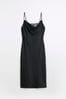 River Island Dark Black Lace Cowl Neck Slip Dress