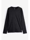 Black Regular Fit Long Sleeve Crew Neck T-Shirt, Regular Fit