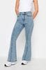 PixieGirl Petite Blue Seam Front Kick Flare Jeans