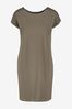 <span>Streifen, Khakigrün</span> - 100% Cotton Relaxed Capped Sleeve Tunic Dress, Regular/Tall