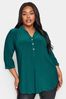Green Yours Curve Half Placket Jersey Blouse