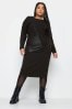 Yours Curve Black Leather And Zipper Detail Dress