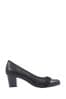 Pavers Block Heeled Court Black Shoes