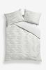 Silver/White Valencia Marble Jacquard Duvet Cover and Pillowcase Set