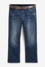 Blue Ink Belted Authentic Jeans, Straight Fit