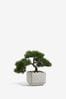 Green Artificial Bonsai Tree In Concrete Pot