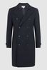 Reiss Attention Wool Check Double Breasted Coat