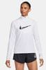 Nike White Swoosh Dri-FIT Half Zip Mid Layer