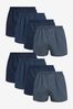 Navy 8 pack Woven Pure Cotton Boxers, 8 pack