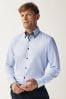 Hellblau - Business-Hemd mit einfacher Manschette und Besatz