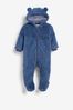 Blue Cosy Fleece Bear Baby Pramsuit (0mths-2yrs)