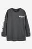 Charcoal Grey Long Sleeve Brooklyn New York City Back Graphic Top