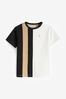 Black/White Textured Colourblock Short Sleeve T-Shirt (3-16yrs)