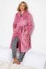 Yours Curve Pink Stitch Detail Shawl Collar Robe