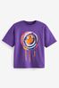 Purple Smile Relaxed Fit Short Sleeve Graphic T-Shirt (3-16yrs)