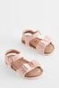 Baker by Ted Baker Girls Pink Suede Footbed Sandals with Bow