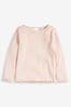 Pale Pink T-Shirt Cotton Rich Long Sleeve Rib T-Shirt (3mths-7yrs)