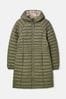 Joules Bramley Khaki Green Showerproof Long Packable Padded Coat