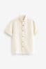 Ecru White Short Sleeve Textured Shirt Pailletten (3-16yrs)