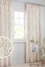 Grey Delicate Willow Print Curtains, Eyelet Lined