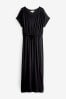 Black Short Sleeve Maxi Summer Dress, Regular