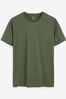 Green Dark Khaki Slim Essential Crew Neck T-Shirt, Slim Fit