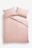 Pink Easy Care Polycotton Plain Duvet Cover and Pillowcase Set, Plain