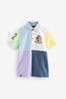 Pastel/Blues Short Sleeve Colourblock Polo Shirt (3-16yrs)