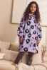 Purple Animal Print Hooded Blanket (3-16yrs)