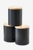 Set of 3 Black Embossed Geo Storage Tins