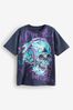 Navy Blue Graffiti Skull Relaxed Fit Short Sleeve Graphic T-Shirt (3-16yrs)
