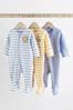 Blue Baby Zip Sleepsuits 3 Pack (0mths-2yrs)