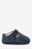 Navy Baby Leather T-Bar Pram Shoes 48-99156-101 (0-24mths)
