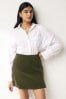 Khaki Green Corduroy Mini Skirt, Regular