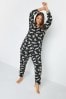Yours Curve Black Converstaional Animal Print Tapered Pyjamas Set