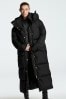 Black Longline Hooded Padded Coat