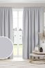 Grey Textured Tassel Curtains, Eyelet Lined